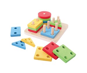 Babyleker - Bigjigs Wooden Shapes Stacking Game 17dlg. - BB094