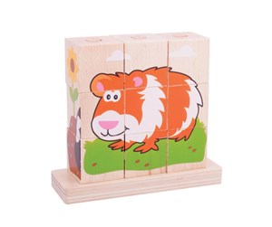 Babyleker - Bigjigs Wooden Block Puzzle Pets 10pcs. - BB104