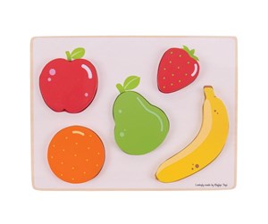 Babyleker - Bigjigs Wooden Puzzle Fruit 5dlg. - BJ026