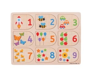 Babyleker - Bigjigs Wooden Learning Puzzle Numbers 18dlg. - BJ535