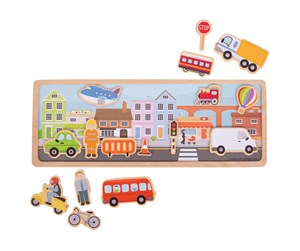 Babyleker - Bigjigs Wooden Magnet Set City 16 pcs. - BJ910