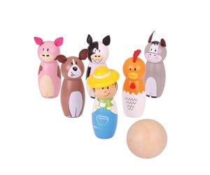 Treleker - Bigjigs Wooden Bowling Set Farm 7 pcs. - BJ955