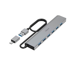 USB-hub - Hama 00200137 interface hub USB-hub - USB 3.1 - 7 porter - Grå - 00200137