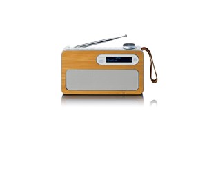 DAB, nettverks- og klokkeradio - Lenco PDR-040EF - Portable DAB+ radio with Bluetooth® - Bamboo - DAB+/FM - Stereo - Sølv - PDR-040EF