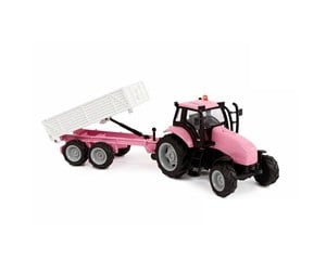 Leketøysbil - Kids Globe Die-cast Tractor with Trailer - Pink - 510241