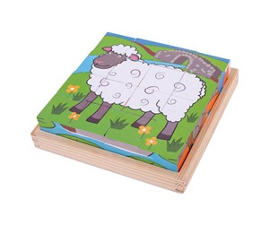 Babyleker - Bigjigs Wooden Block Puzzle Farm Animals - BJ798