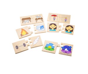 Puslespill - Bigjigs Wooden Jigsaw Puzzle Opposites 32pcs. Tre - 34028