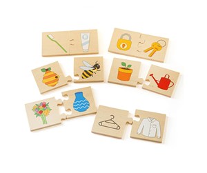 Puslespill - Bigjigs Wooden Jigsaw Puzzle Things That Go Together 32pcs. Tre - 34029