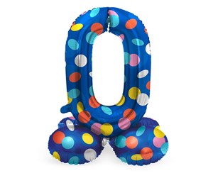 Leketøy - Folat BV Standing Foil Balloon Colorful Dots Number 0 - 72cm - 63970