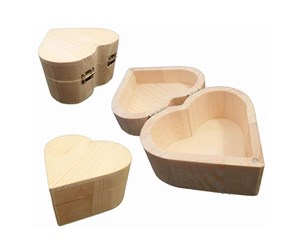 Treleker - Playwood Wooden Box Heart Shape 10cm - SL065