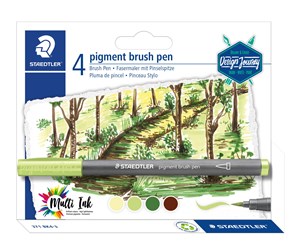 Skrive- & Tegneverktøy - Staedtler Brush Pens "Forest Colours" 4 pcs - 371 BK4-3