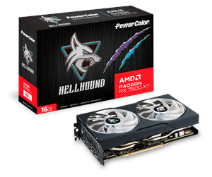 Grafikkort - PowerColor Radeon RX 7600 XT Hellhound - 16GB GDDR6 RAM - Grafikkort - RX7600XT 16G-L/OC