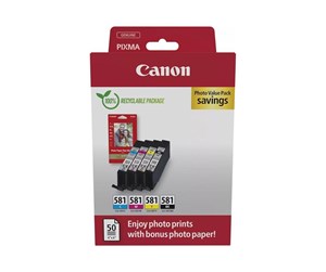 Papir, Fotopapir & Etiketter - Canon CLI 581 C/M/Y/BK Photo Value Pack - 2106C006