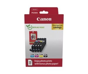 Papir, Fotopapir & Etiketter - Canon CLI 526 / 4540B019 C/M/Y/BK Value Pack - 4540B019