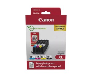 Papir, Fotopapir & Etiketter - Canon CLI-551XL / 6443B008 High Value Pack - 6443B008