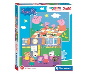 Puslespill - Clementoni Puzzle Peppa Pig 2x60st. Gulv - 24793