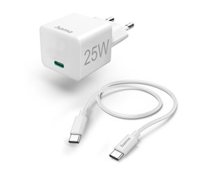 Mobil - Adaptere og ladere - Hama Charger USB-C with USB-C Cable PD 25W 1.5m Cable White - 00201624