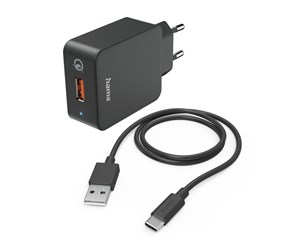 Mobil - Adaptere og ladere - Hama Charger 220V with USB-C Cable Qualcomm 19.5W Black - 00201625