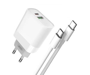 Mobil - Adaptere og ladere - XO Wall Charger  L64 USB + USB-C 20W (White) - L64