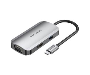 Dokkingstasjon - Vention USB-C Docking Station to HDMI VGA USB 3.0 PD 0.15m Gray - TOAHB