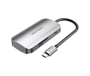 Dokkingstasjon - Vention Docking Station USB- C > 3x USB 3.0 - SD. TF. PD. 0.15m Grey - TNHHB