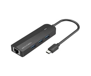 USB-hub - Vention USB-C to USB 3.0*3/RJ45/Micro-B HUB 0.15M Black USB-hub - USB 3.0 - 4 porter - Svart - TGPBB