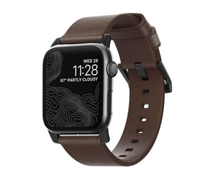 Smartklokke - Tilbehør - Nomad Leat. Strap Brown -black- Apple Watch Ultra 2/1 (49mm)9/8/7 (45mm)/6/SE/5/4 (44mm)/3/2/1 (42mm) - NM1A4RBM00