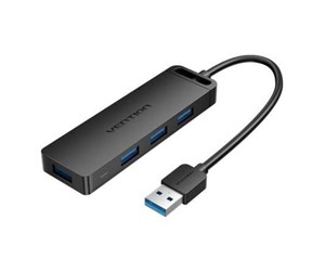 USB-hub - Vention USB 3.0 Hub with 4 Ports and Power Adapter 1m Black USB-hub - USB 3.0 - 4 porter - Svart - CHLBF