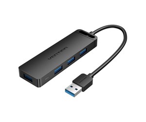 USB-hub - Vention USB 3.0 Hub with 4 Ports and Power Adapter 0.5 m Black USB-hub - USB 3.0 - 4 porter - Svart - CHLBD