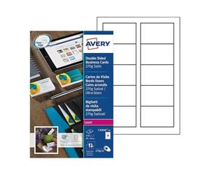 Papir, Fotopapir & Etiketter - Avery Quick&Clean - business cards - 250 card(s) - 54 x 85 mm - 270 g/m² - C32026-25