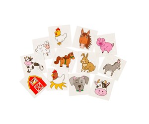 Små gaver til barn - LG-Imports Tattoos Farm animals 12 pcs. - 8481