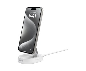 Mobil - Adaptere og ladere - Belkin BoostCharge Pro wireless charging stand - magnetic - + AC power adapter - 15 Watt - WIA008VFWH