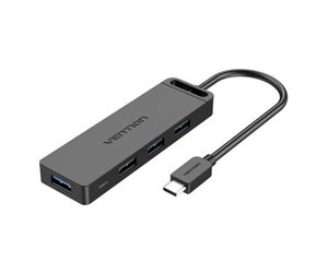 USB-hub - Vention Hub 5in1 with 4 Ports USB 3.0 and USB-C cable 1m Black USB-hub - USB 3.0 - 4 porter - Svart - TGKBF