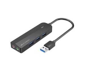 USB-hub - Vention USB 3.0 hub with 3 ports sound card and power supply 0.15m black USB-hub - USB 3.0 - 3 porter - Svart - CHIBB