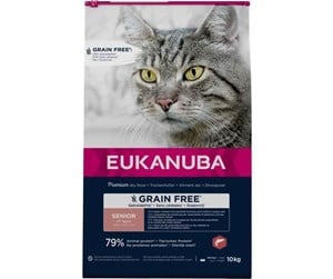 Katt - Eukanuba Grainfree Catfood with Salmon for Senior cats, 10 kg - EK231000