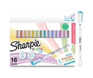 Skrive- & Tegneverktøy - Sharpie S-Note Duo Highlighters | Kreative tusjer med to ender av pastell | Kule og bred spiss for fremheving, tegning, journalføring og mer | 16 stk - 2182115