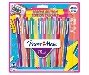 Skrive- & Tegneverktøy - Paper Mate Flair filtpenner | Middels punkt (0,7 mm) | Assorterte retrofarger | 12 Stk - 2180627