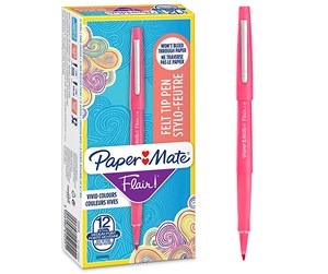 Skrive- & Tegneverktøy - Paper Mate Flair filtpenner | Middels punkt (0,7 mm) | Rosa | 12 Stk - 2045255