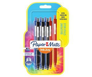 Skrive- & Tegneverktøy - Paper Mate InkJoy 300RT uttrekkbare kulepenner | Middels punkt (1,0 mm) | Svart, blå og rød | 8 Stk - 2186750