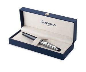 Skrive- & Tegneverktøy - Waterman Expert Deluxe | Fyllepenn | Metall- og steingrå lakk med palladiumbelagt trim | Palladium Medium Nib | Gaveeske - 2187689