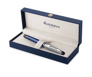 Skrive- & Tegneverktøy - Waterman Expert Deluxe | Fyllepenn | Metall og blå lakk med palladiumbelagt trim | Palladium Medium Nib | Gaveeske - 2187681