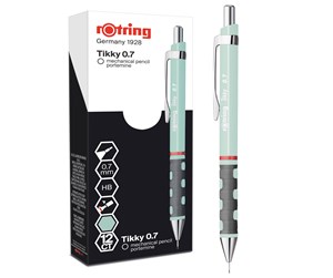 Skrive- & Tegneverktøy - Rotring rOtring Tikky Pastell mekaniske blyanter | HB 0,7 mm | Opalblå | med komfortabelt gummigrep | 12 stk - 2189067