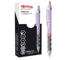 Skrive- & Tegneverktøy - Rotring rOtring Tikky Pastell mekaniske blyanter | HB 0,7 mm | Orkidé blomstrer | med komfortabelt gummigrep | 12 stk - 2189066