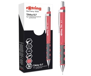 Skrive- & Tegneverktøy - Rotring rOtring Tikky Pastell mekaniske blyanter | HB 0,7 mm | Te Rose | med komfortabelt gummigrep | 12 stk - 2189068