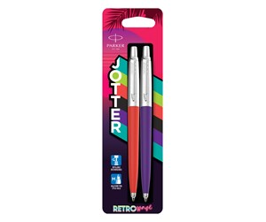 Skrive- & Tegneverktøy - Parker Jotter Originals 80's Retrowave Ballpen Vermilion Red & Indigo Purple M Blue ink 2-Blister - 2186314