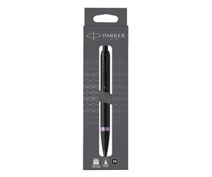 Skrive- & Tegneverktøy - Parker IM Vibrant Rings Satin Black Lacquer Amethyst Purple Accents Ballpen M Blue ink 1-Blister - 2190260