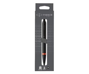 Skrive- & Tegneverktøy - Parker IM Vibrant Rings Satin Black Lacquer Flame Orange Accents Ballpen M Blue ink 1-Blister - 2190258