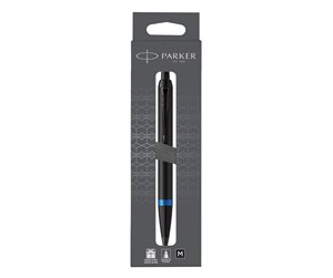 Skrive- & Tegneverktøy - Parker IM Vibrant Rings Satin Black Lacquer Marine Blue Accents Ballpen M Blue ink 1-Blister - 2190259