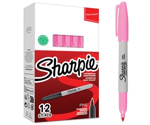 Skrive- & Tegneverktøy - Sharpie permanente markører | Fint tips for dristige detaljer | Rosa blekk | 12 stk - 2025035