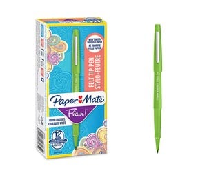 Skrive- & Tegneverktøy - Paper Mate Flair filtpenner | Middels punkt (0,7 mm) | Lime | 12 Stk - S0971650